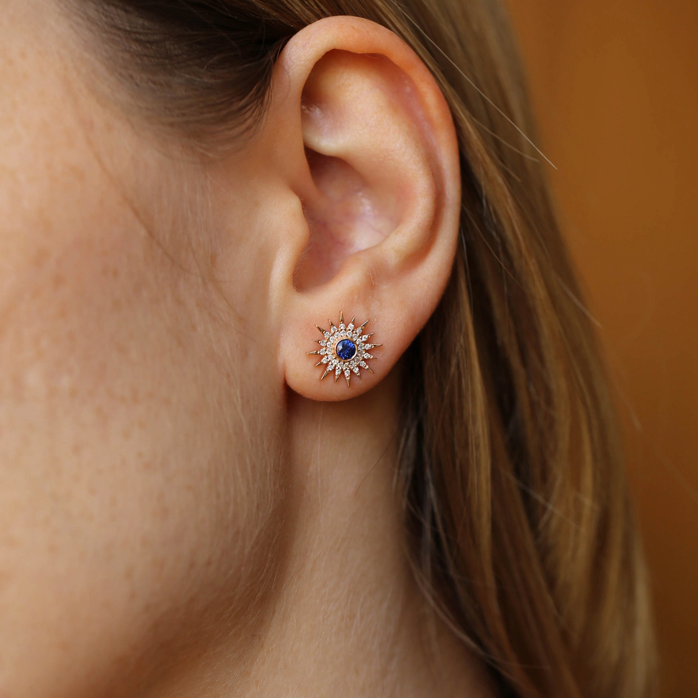 Eclipse 0.26 CT Safir ve Pırlanta Taşlı Tek Küpe - Nev Jewellery (1)