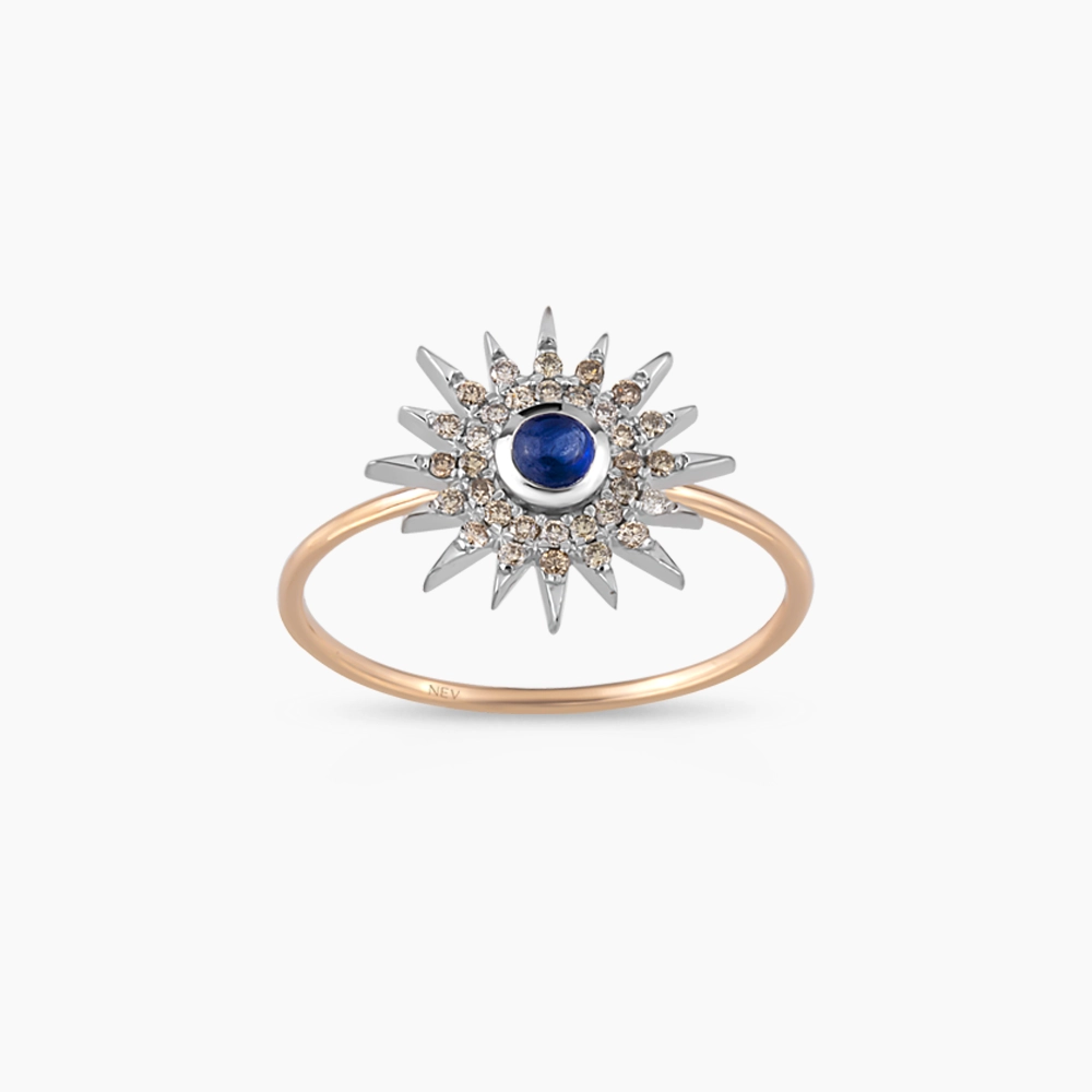 Eclipse Safir ve Brown Pırlanta Taşlı Rose Altın Yüzük - Nev Jewellery (1)