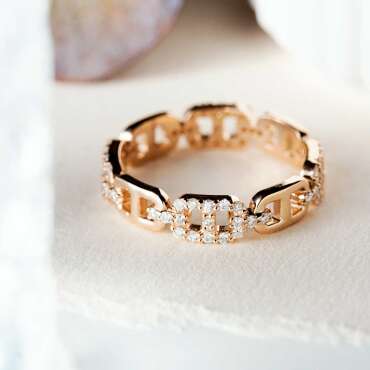 Edera 0.46 CT Diamond Rose Gold Chain Ring - Nev Jewellery