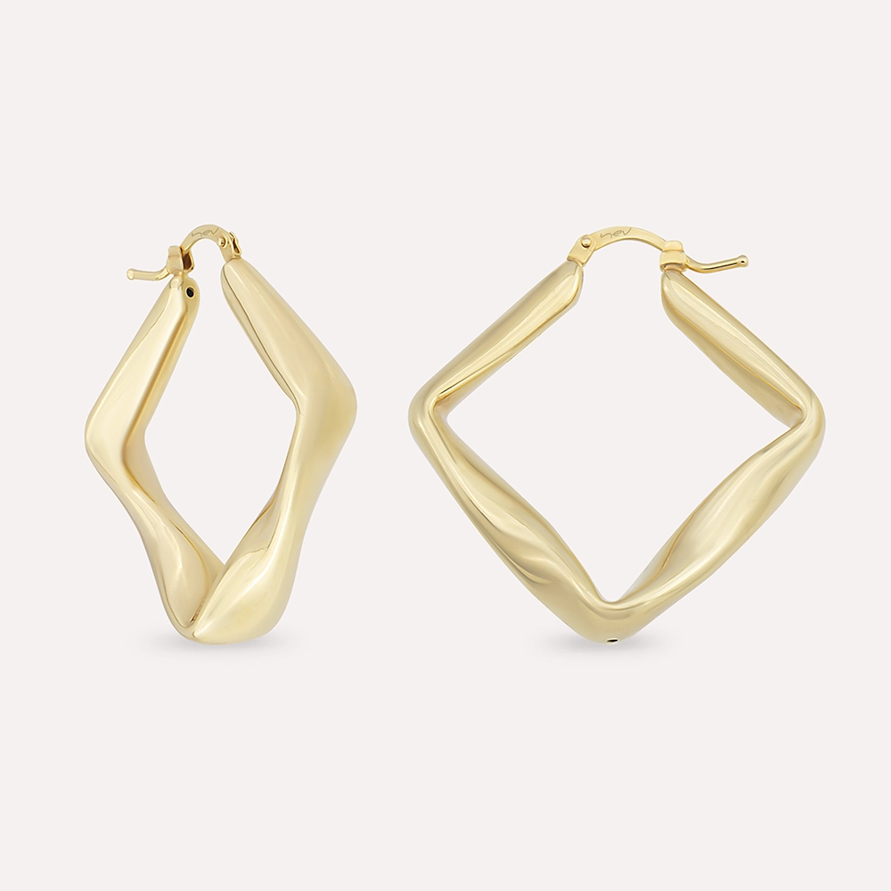 Edge Sarı Altın İtalyan Halka Küpe - Nev Jewellery (1)