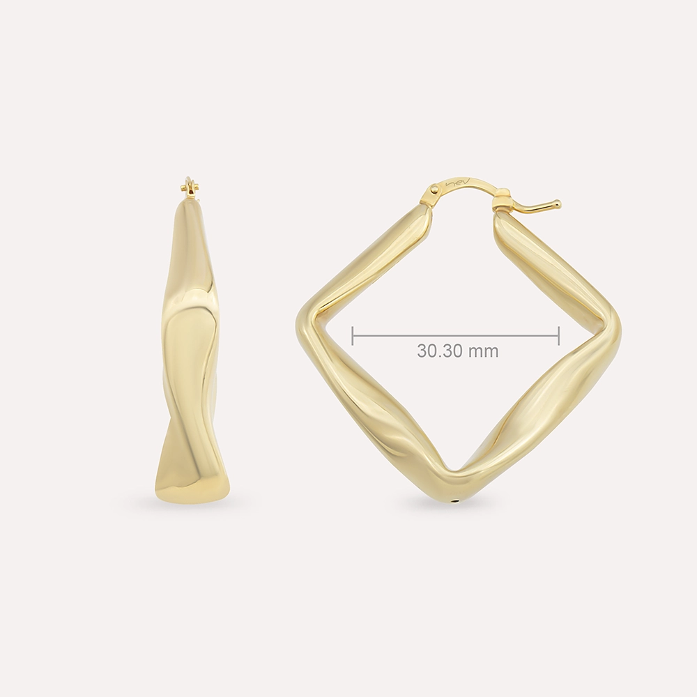 Edge Yellow Gold Italian Earring - 3