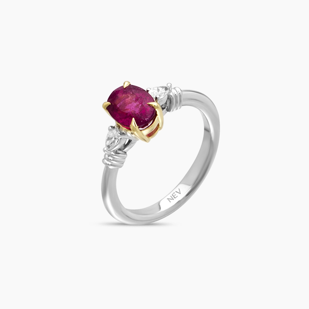 Edith 1.62 CT Yakut ve Damla Kesim Pırlanta Taşlı Yüzük - 4