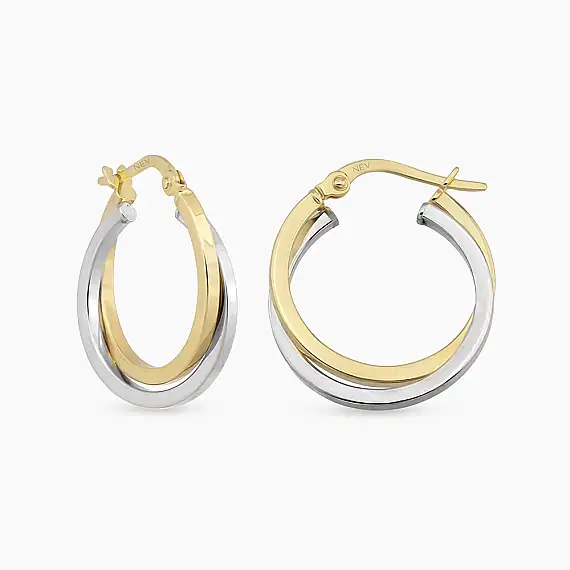 Elara XS Sarı Ve Beyaz Altın Halka Küpe - 1