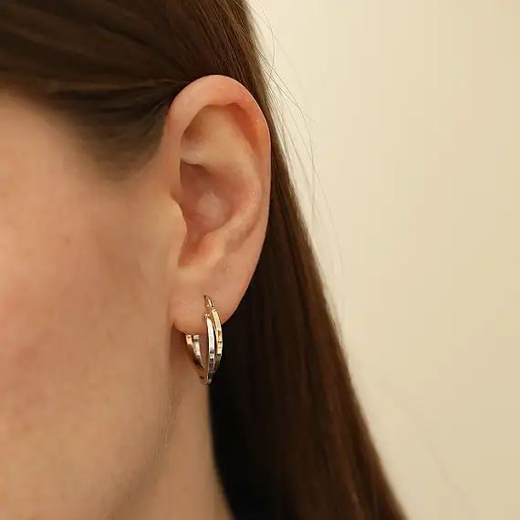 Elara XS Sarı Ve Beyaz Altın Halka Küpe - 2