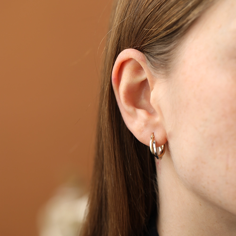 Elara XXS Yellow and White Gold Hoop Earrings - 2