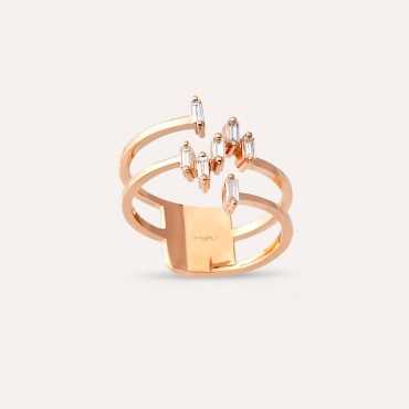 Elf 0.22 CT Baguette Cut Diamond Rose Gold Ring - Nev Jewellery