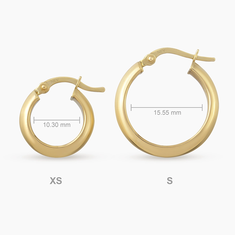 Elina XS Sarı Altın Halka Küpe - 5