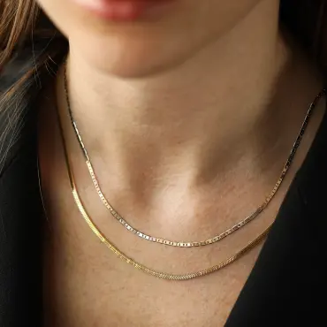 Elios Yellow and White Gold Italian Necklace - Nev Jewellery (1)