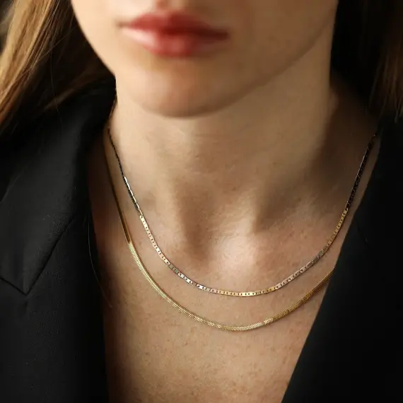 Elios Yellow and White Gold Italian Necklace - 3