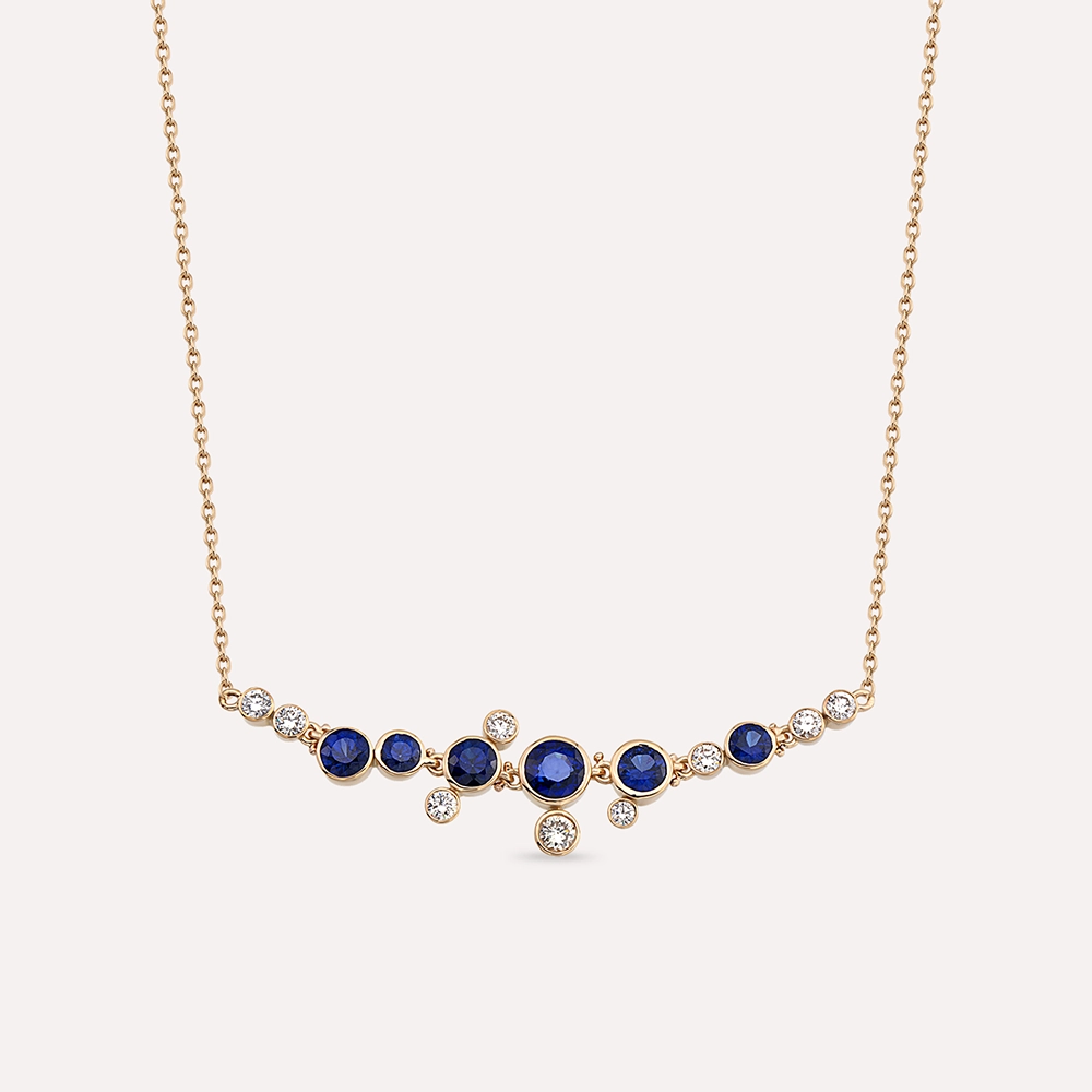 Ellie 1.90 CT Sapphire and Diamond Rose Gold Necklace - 3