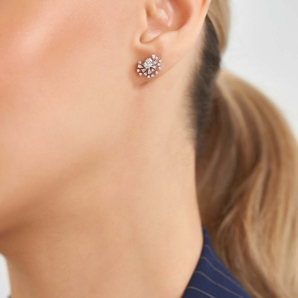 Elliot 1.02 CT Oval Kesim Pırlanta Taşlı Beyaz Altın Küpe - Nev Jewellery (1)