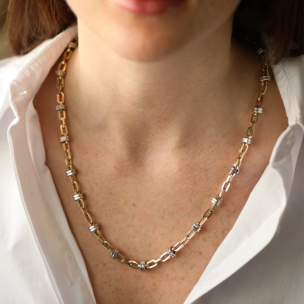 Eloria Yellow and White Gold Italian Necklace - 1