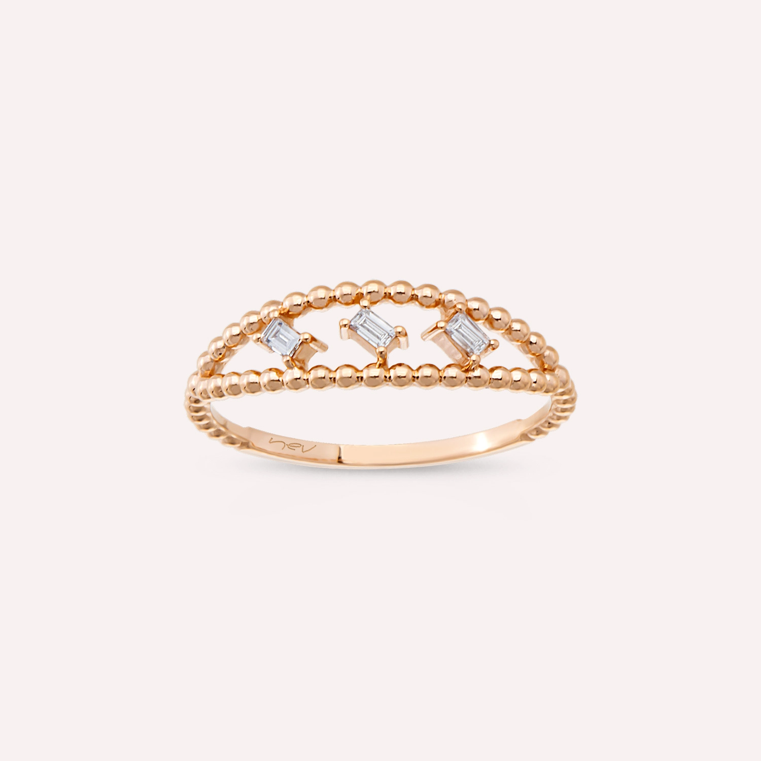 Elsa Baguette Cut Diamond Rose Gold Ring - 1