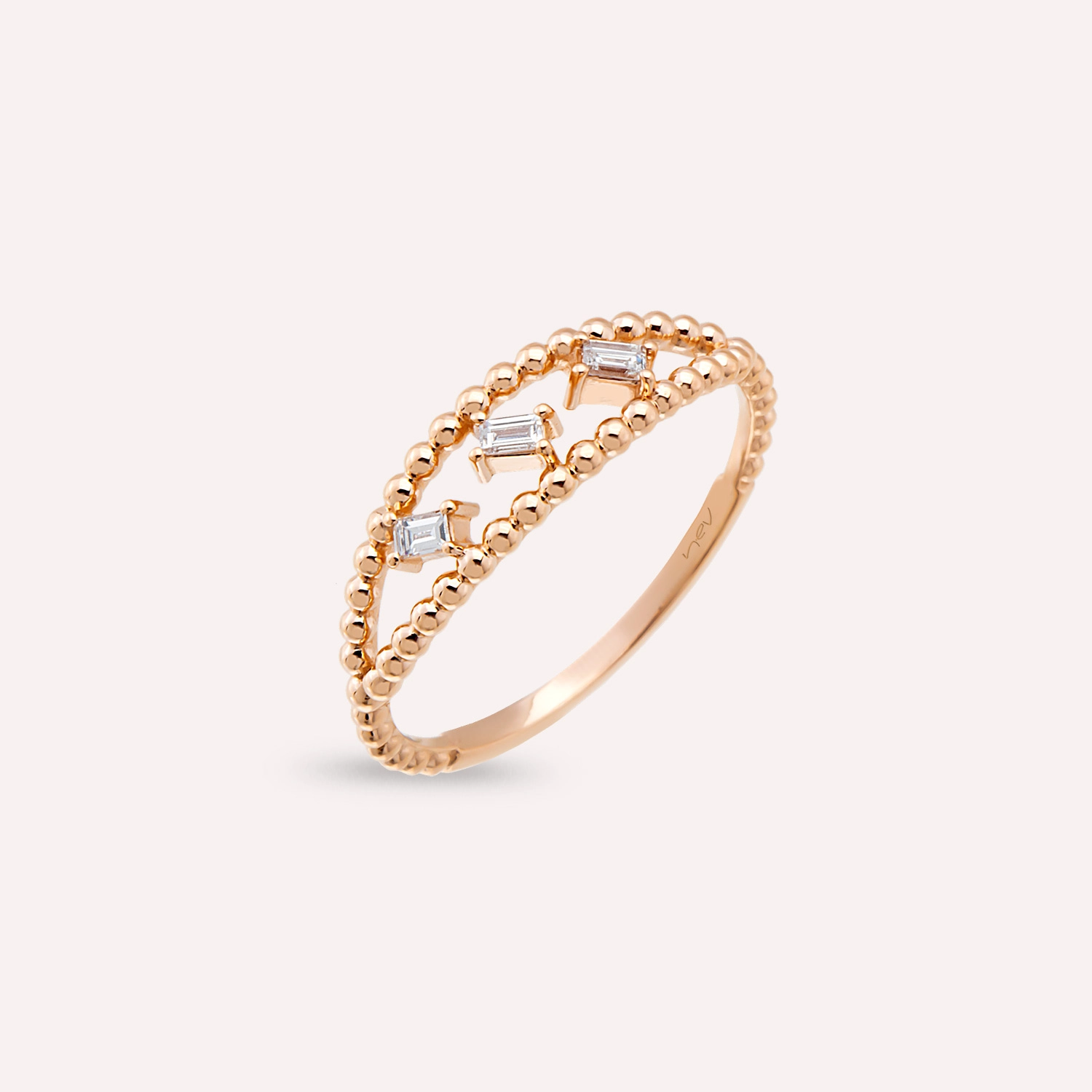 Elsa Baguette Cut Diamond Rose Gold Ring - 3