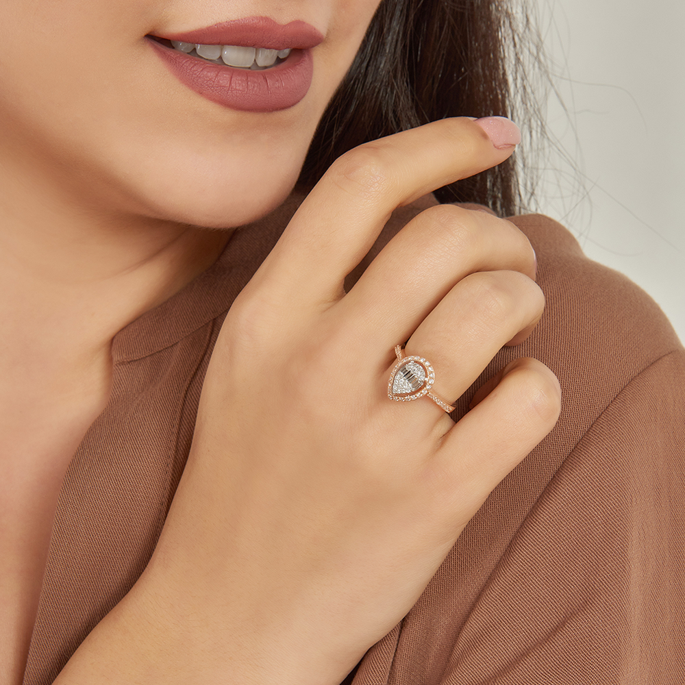 Elysia 0.57 CT Baget Pırlanta Taşlı Rose Altın Yüzük - 3