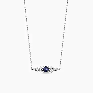 Emilie 0.60 CT Safir ve Pırlanta Taşlı Beyaz Altın Kolye - Nev Jewellery (1)