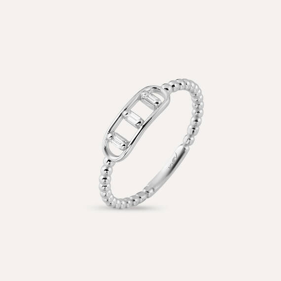 0.08 CT Baguette Cut Diamond White Gold Ring - 4