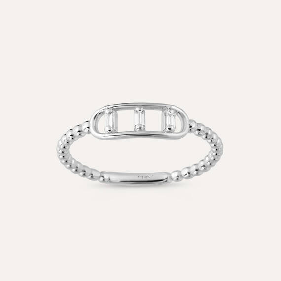 0.08 CT Baguette Cut Diamond White Gold Ring - 1