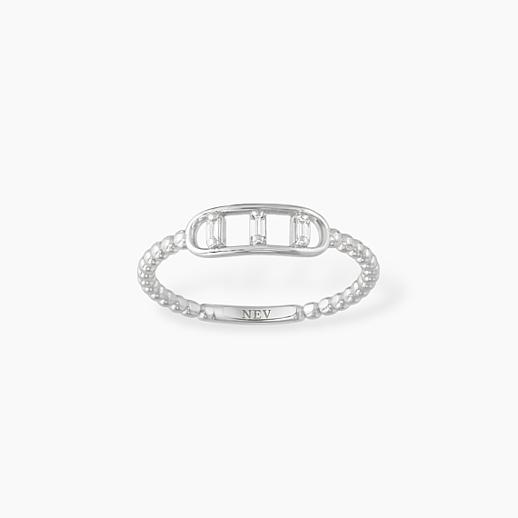 0.08 CT Baguette Cut Diamond White Gold Ring - 1