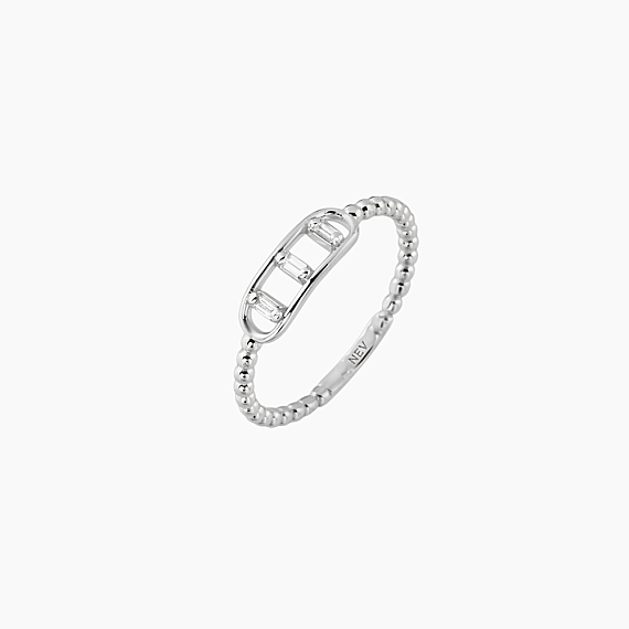 0.08 CT Baguette Cut Diamond White Gold Ring - 4