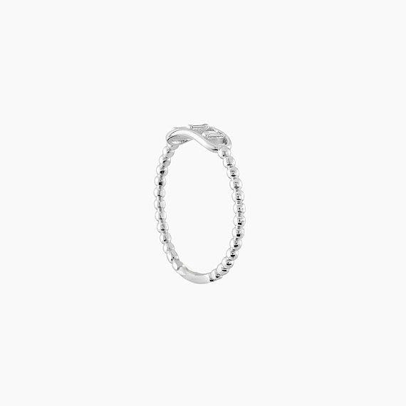 0.08 CT Baguette Cut Diamond White Gold Ring - 5