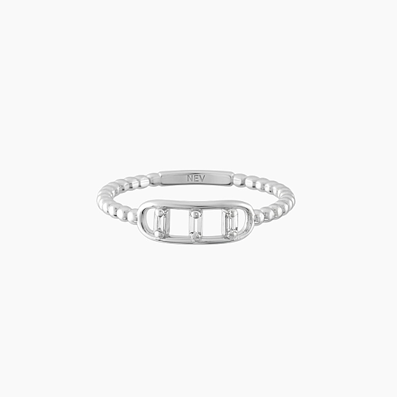 0.08 CT Baguette Cut Diamond White Gold Ring - 6
