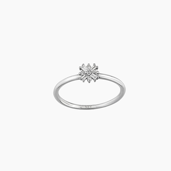 0.09 CT Baguette Cut Diamond White Gold Minimal Ring - 1