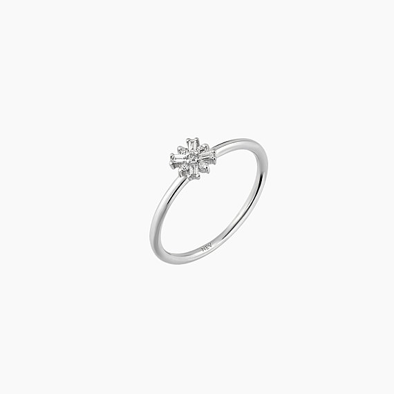0.09 CT Baguette Cut Diamond White Gold Minimal Ring - 4