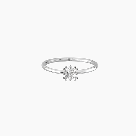 0.09 CT Baguette Cut Diamond White Gold Minimal Ring - 5