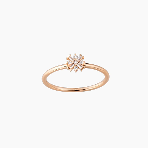 0.12 CT Baguette Cut Diamond Rose Gold Ring - 1