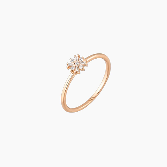 0.12 CT Baguette Cut Diamond Rose Gold Ring - 4
