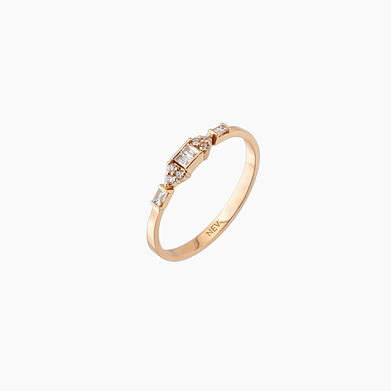0.14 CT Baguette Cut Diamond Rose Gold Ring - 8
