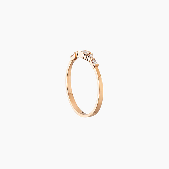 0.14 CT Baguette Cut Diamond Rose Gold Ring - 10