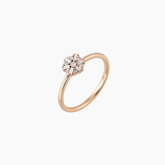 0.15 CT Baguette Cut Diamond Rose Gold Ring - 4
