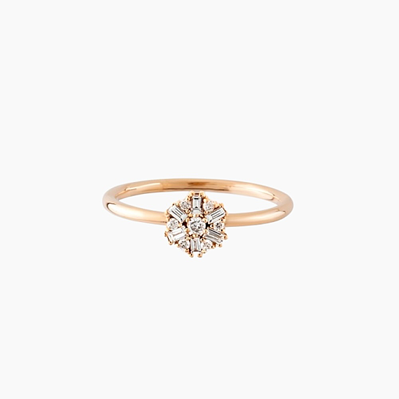0.15 CT Baguette Cut Diamond Rose Gold Ring - 5