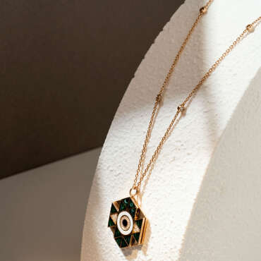 0.18 CT Diamond and Enamel Rose Gold Necklace - Nev Jewellery (1)