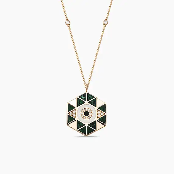 0.18 CT Diamond and Enamel Rose Gold Necklace - 2