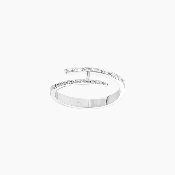 0.19 CT Baguette Cut Diamond White Gold Ring - 2