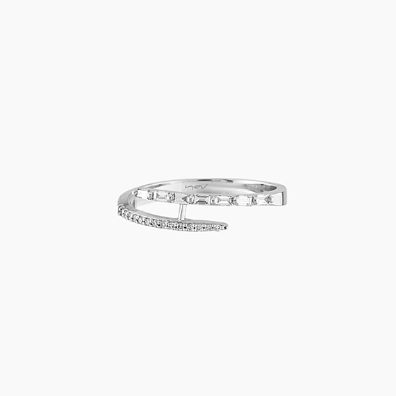 0.19 CT Baguette Cut Diamond White Gold Ring - 3