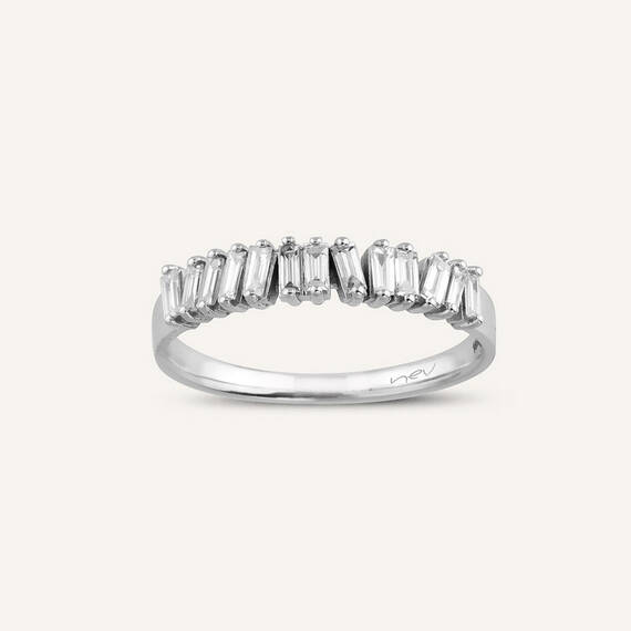0.26 CT Baguette Cut Diamond White Gold Ring - 1