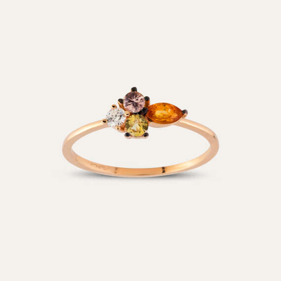 0.46 CT Multicolor Sapphire and Diamond Rose Gold Ring - 2