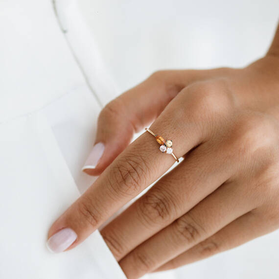 0.46 CT Multicolor Sapphire and Diamond Rose Gold Ring - 1