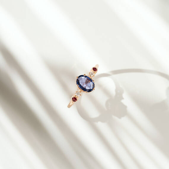0.92 CT Blue Sapphire and Diamond Rose Gold Ring - 5