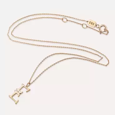 0.03 CT Baguette Cut Diamond E Letter Rose Gold Necklace - Nev Jewellery (1)