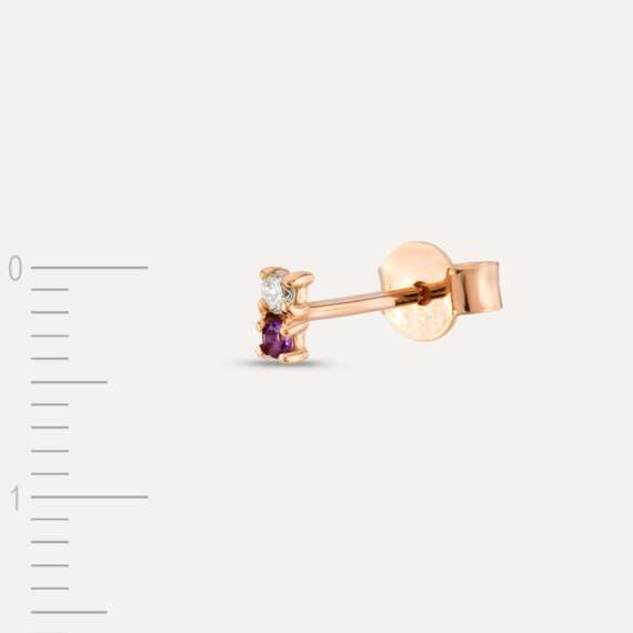 0.03 CT Diamond and Amethyst Mini Single Earring - 4