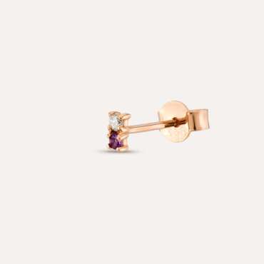 0.03 CT Diamond and Amethyst Mini Single Earring - Nev Jewellery