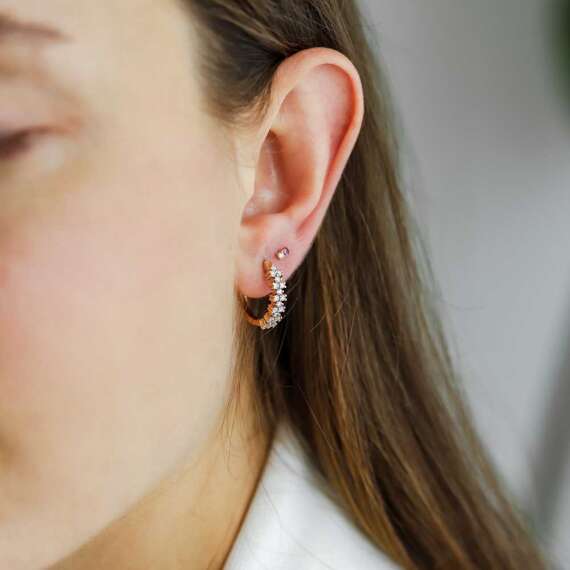 0.03 CT Diamond and Amethyst Mini Single Earring - 5