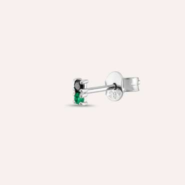 0.04 CT Black Diamond and Emerald Mini Single Earring - Nev Jewellery