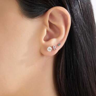 0.04 CT Black Diamond and Emerald Mini Single Earring - Nev Jewellery (1)