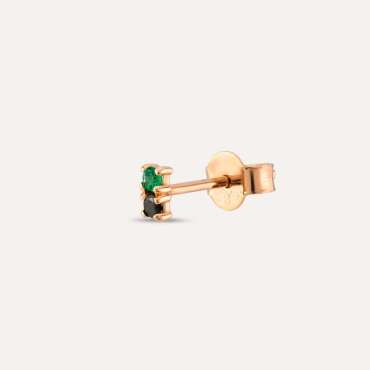 0.04 CT Black Diamond and Emerald Mini Single Earring - Nev Jewellery